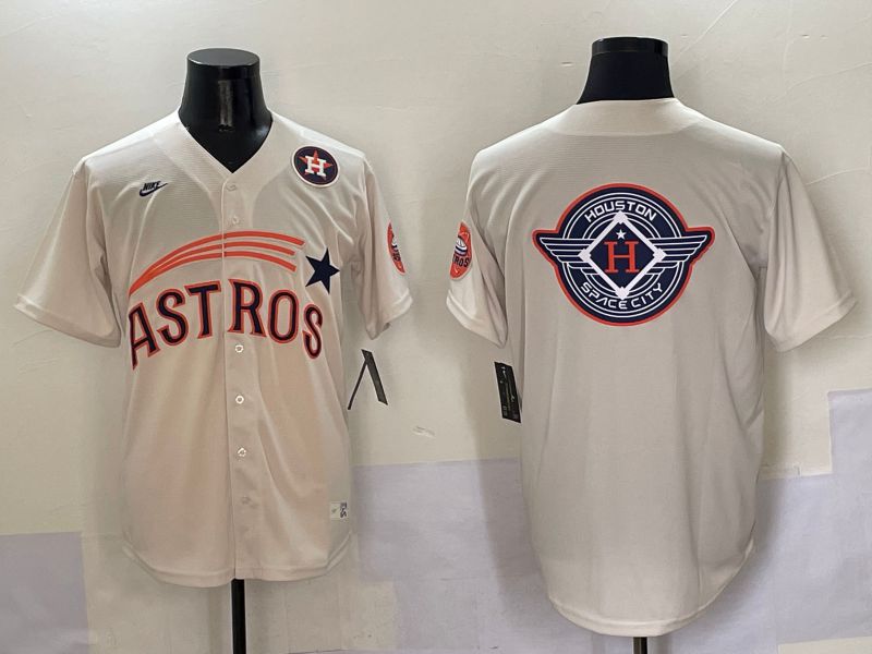 Men Houston Astros Blank Cream Five generations Joint Name 2025 Nike MLB Jersey style 29